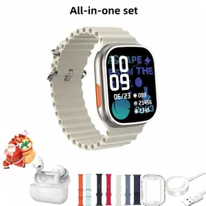 Smart Watch Gift Set with Earbuds & Multiple Straps – Touchscreen Watch with Basic Notification Display (Message Reminder Only), Simple Activity Recording, Magnetic Charging Cable, Compatible with Selected Smartphones