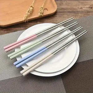 Stainless Steel Chopsticks, 4 Pairs Reusable Non-slip Chopsticks, Dishwasher Safe Chopsticks for Kitchen Home, Restaurant, Dinner Party, Cutlery