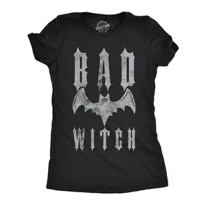 Womens Funny T Shirts Bad Witch Sarcastic Halloween Bat Graphic Novelty Tee for Ladies Funny Womens T Shirts Cute Vintage Fashion Casual Ladies T-Shirt Gift Halloween Tops for Women Funny Sarcastic Top Women's Black -