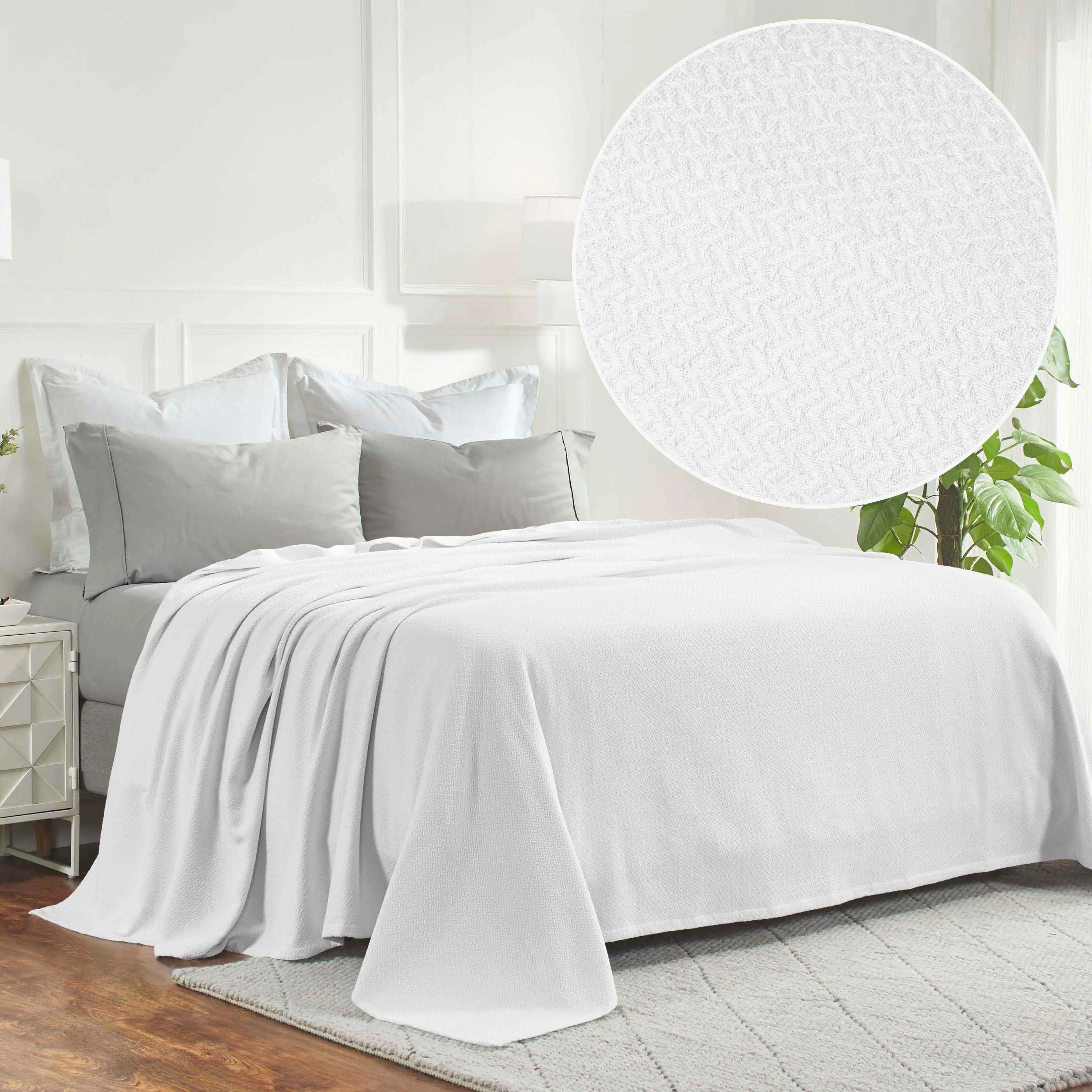 Superior Nobel Cotton Textured Chevron Lightweight Woven Blanket