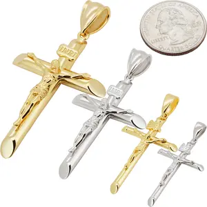 925 Sterling Silver 14k Gold Vermeil Crucifix Cross Pendant