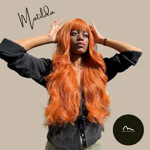 MATILDA【WA-LAIC2074-2】28inches Orange Body Wave Synthetic Machine-Made Wig  Heat Resistant Fiber Hair Daily or Party