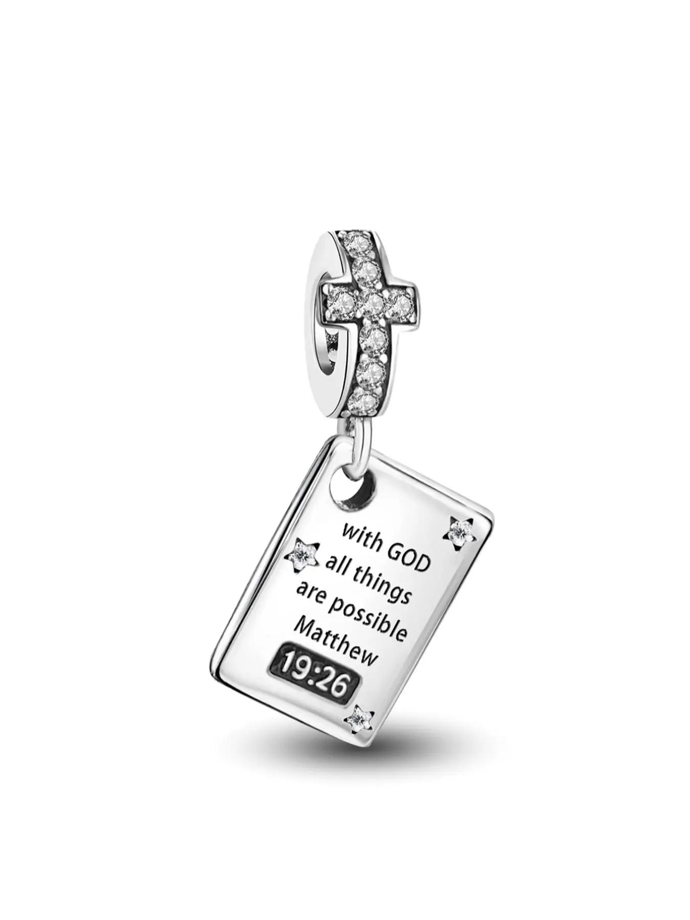 Bible Cross Pendant with Rhinestone Decor, Fashionable Pendant for DIY Jewelry Making, Trendy All-match & Exquisite DIY Jewelry for Birthday Gift, Faith Jewelry, Religious Jewelry Gift, Rhinestone Decorated Cross