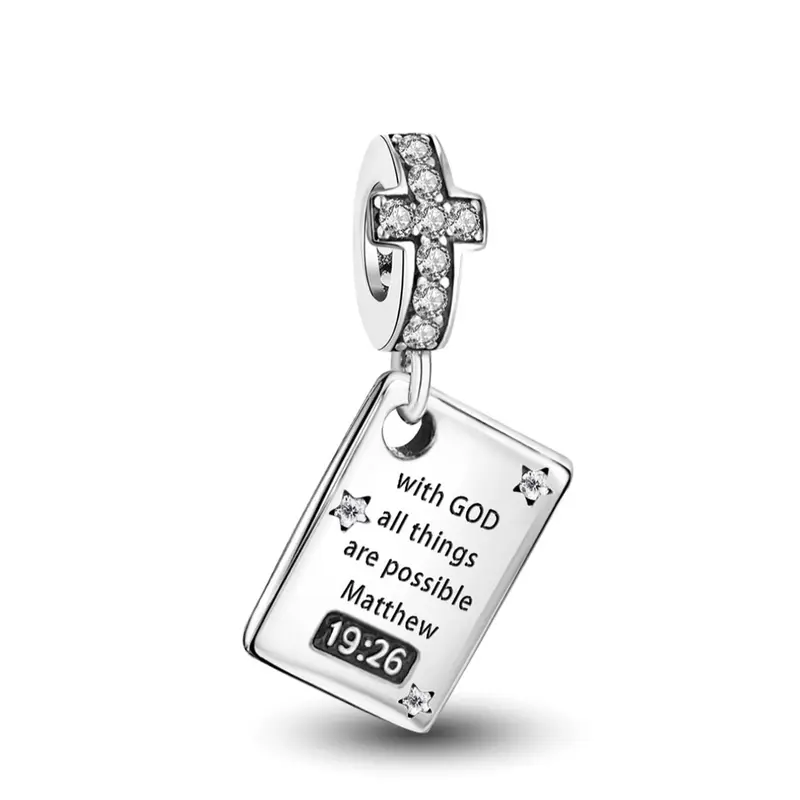 Bible Cross Pendant with Rhinestone Decor, Fashionable Pendant for DIY Jewelry Making, Trendy All-match & Exquisite DIY Jewelry for Birthday Gift, Faith Jewelry, Religious Jewelry Gift, Rhinestone Decorated Cross