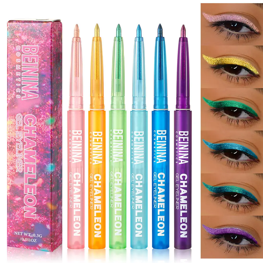 6Pcs Pearl Glitter Cream Gel Eyeliner Pens Set, Smooth Waterproof Long-Lasting Colorful Eye Makeup for Daily, Party, Christmas Cosmetics, Lipliner