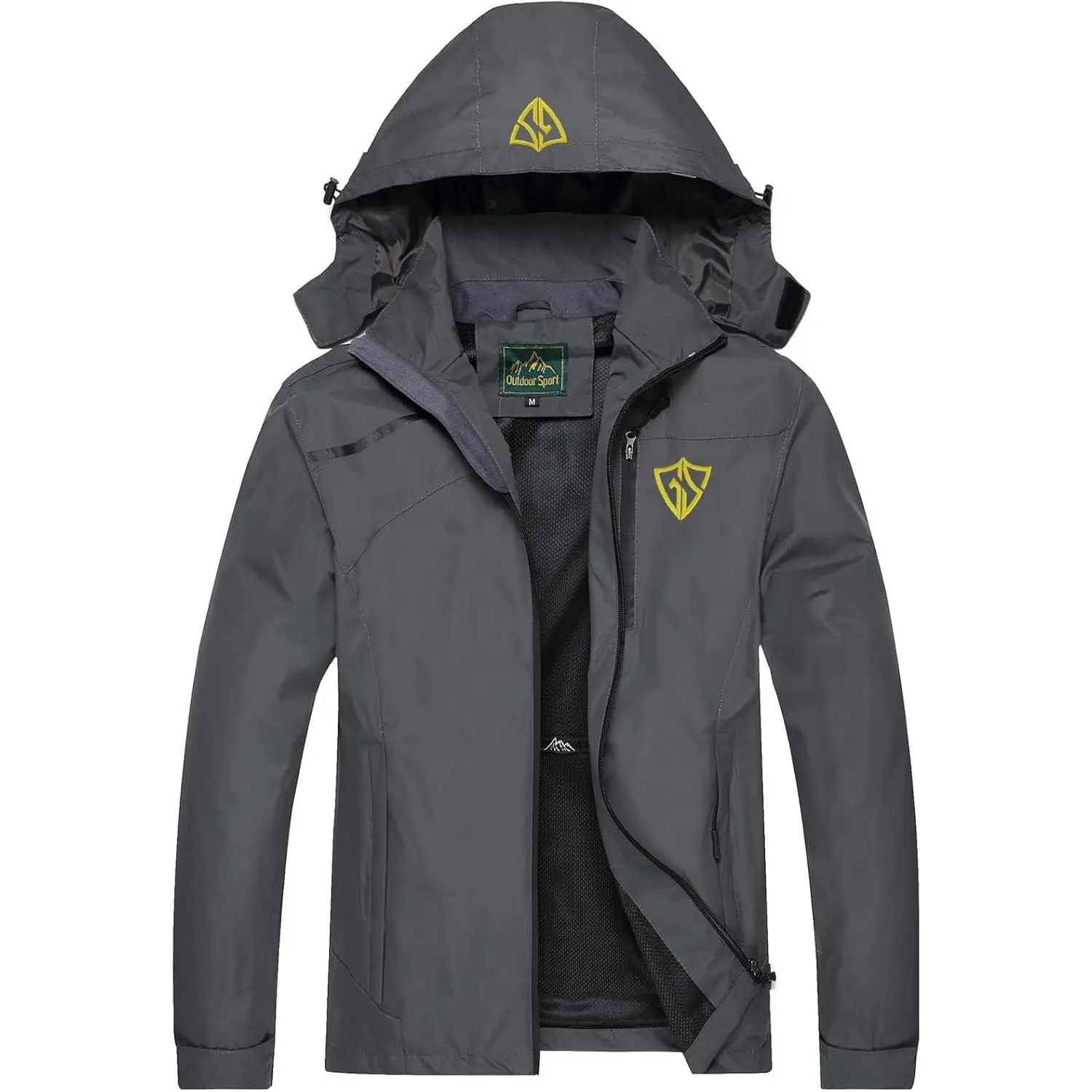 GIISAM Men's Windproof Waterproof Lightweight Hooded Jacket, Adjustable Cuffs, All Seasons Mountain Sport Windbreaker for Biking