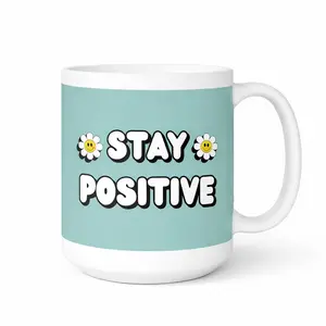 Stay positive mug with daisies