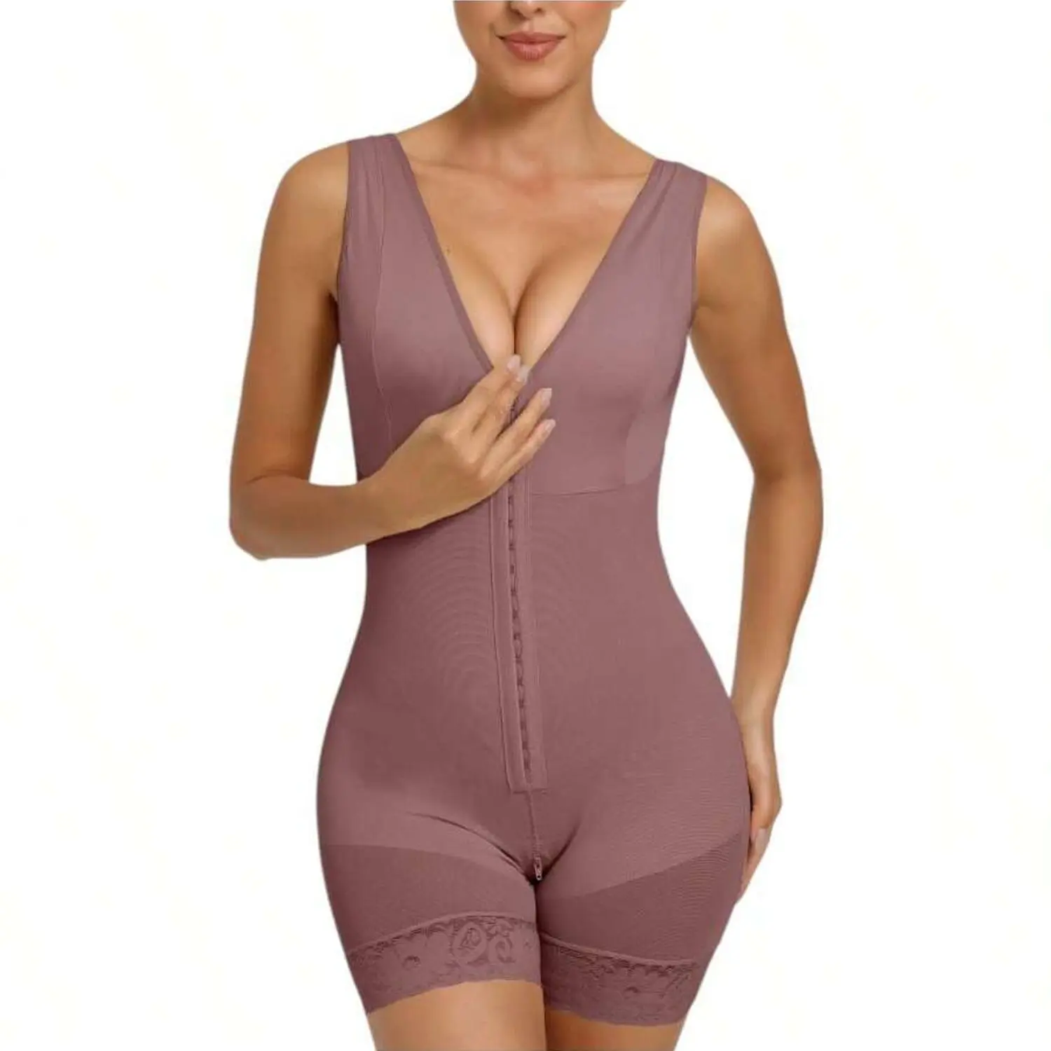 Fajas Colombianas Women's Shapewear Full Body Sculpting After Abdominal Control Hip Lifter With Zipper Crotch Soft Fabric Medium Compression Elegant Womenswear