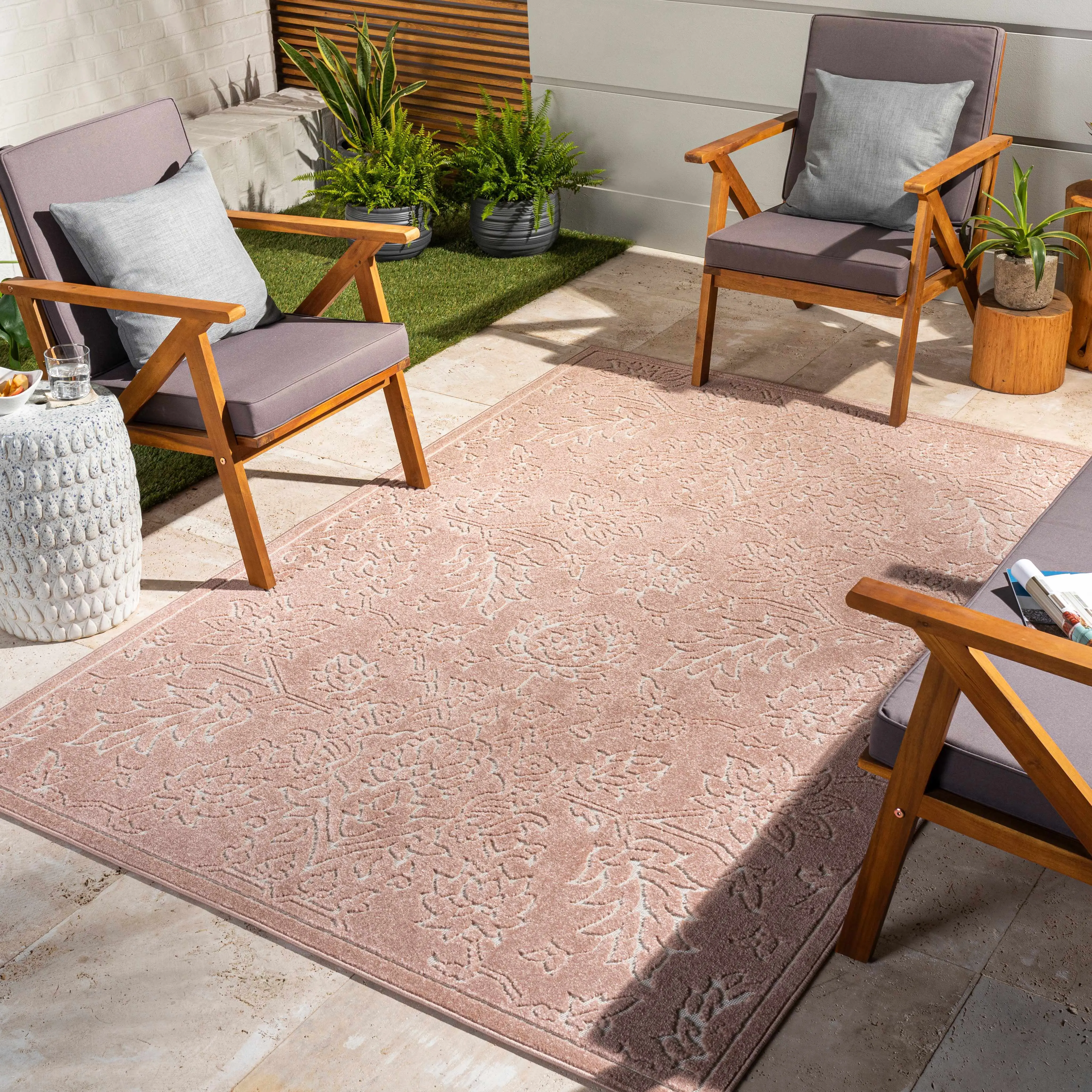 Maninihon 3D Effect Photorealism Palm Tree Home Decor Rug - Large Rectangle Outdoor Patio Rug, Clearance Item