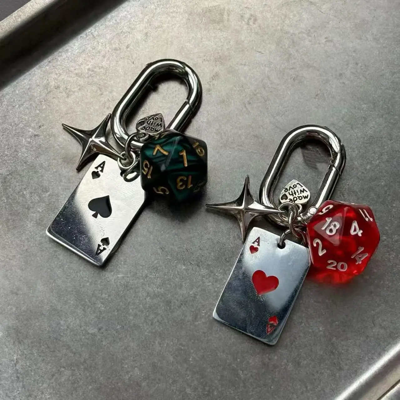Keychain Set with 3D Diecast Metal Dice & Poker Card Themed Charms, Unisex Accessory for Car Keys or Backpacks, Father's Day Gift, Fathers Day Gift, Stylish Keychain, Keychain For Car Keys