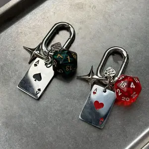 Dice & Poker Card Keychain for Women & Men – Trendy Game-Themed Metal Key Ring, Casual Fashion Accessory for Car Keys, Backpack, Daily Use & Gifts