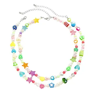 2Pcs Collar Clavicle Chain Fashion Floral Necklace for Women Hip-hop Jewelry