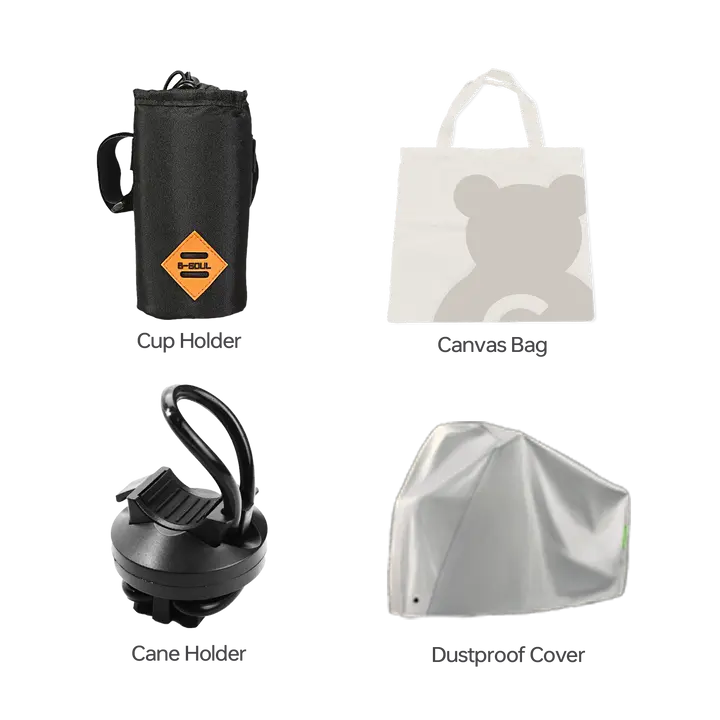 Mobility Scooter Accessory Kit, 4-in-1 Bundle with Drink Cup Holder, Cane Holder, Dustproof Cover & Canvas Bag for W3 W1 D3 S3 Models