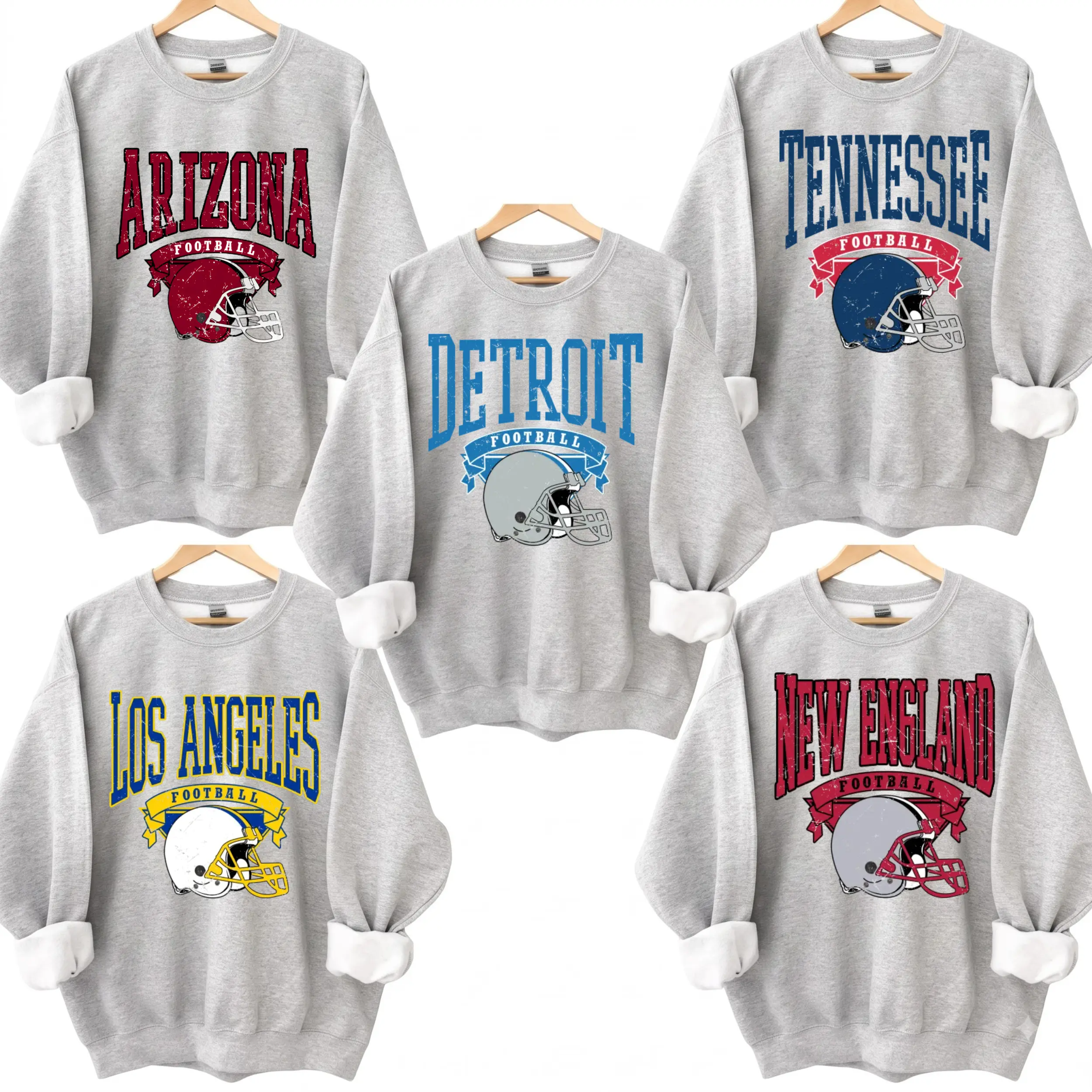 Vintage All Team Football ASH GREY Crewneck Sweatshirt, Hometown Football Game Day Sweatshirt, Vintage Football Throwback Sweatshirt, Sweatshirt For Fans, Women, Men - KL