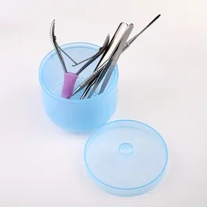 4pcs/set Nail Art Multifunctional Disinfection Storage Box ，Precision Stainless Steel Cuticle Set, Manicure Organizer