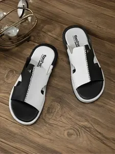 Men's fashion slippers, two-color metal decorative hollow design, comfortable and fashionable daily wear shoes Footwear