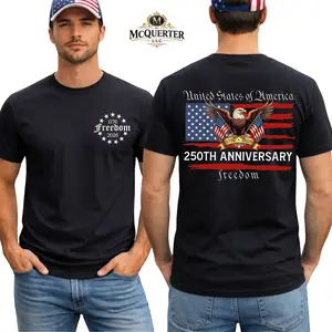 USA 250th Anniversary Shirt, USA 1776-2026 T-Shirt, American Flag Eagle Freedom Graphic Tee, Patriotic United States Back Print Shirt for Men and Women.