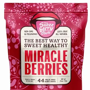 Miracle Berries by Snozzberry Farm | 44 berry halves | Freeze-dried, Grown in the USA | Turn Sour Sweet | Best Value In The Marketplace