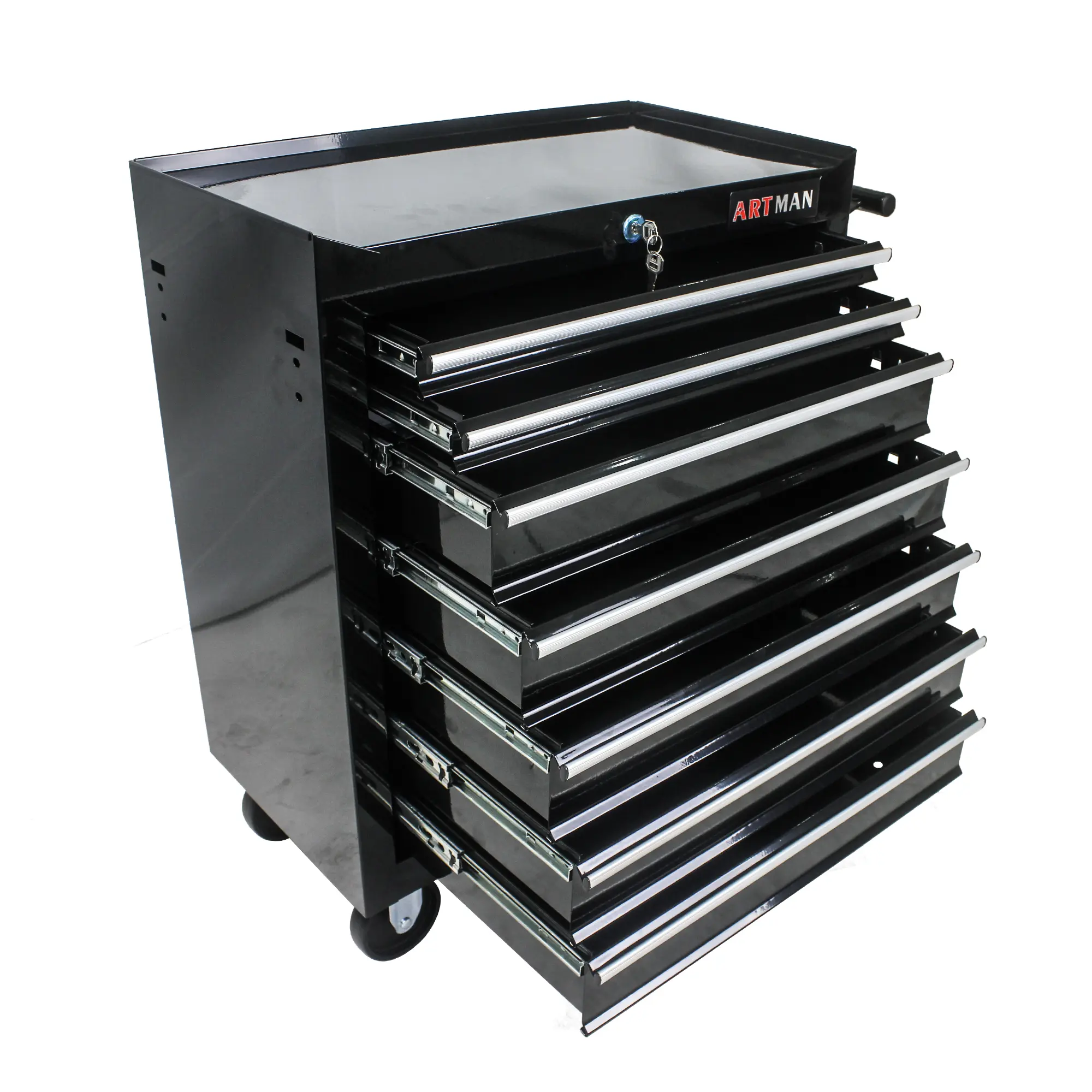 7-Drawer Metal Rolling Tool Chest with Wheels Tool Storage Cabinet with Locking System for Garage Warehouse Workshop Repair Shop-Black