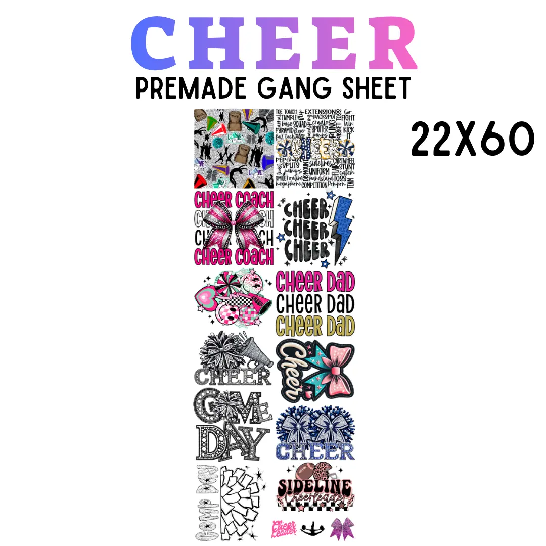 Pro Blanks Pre-Made 22x60 in DTF Gang Sheet Transfer - Direct to Film, CMYK Multi-Colors for Vibrant Customized Craft, 50+ Washes Durability, Incredible Quality, No Cracking, Any Color Fabric DIY Specialty Supply for Toys & Hobbies