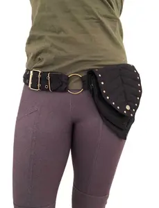 Leaf Pocket Belt: Brass Buckle Utility Belt with Secret Pockets