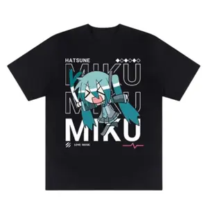 Hatsune Miku Kawaii Printed T-Shirt for Fans, 100% Cotton Summer Casual Unisex Fashion, Perfect Outdoor Loose Streetwear for Men, Women, and Children