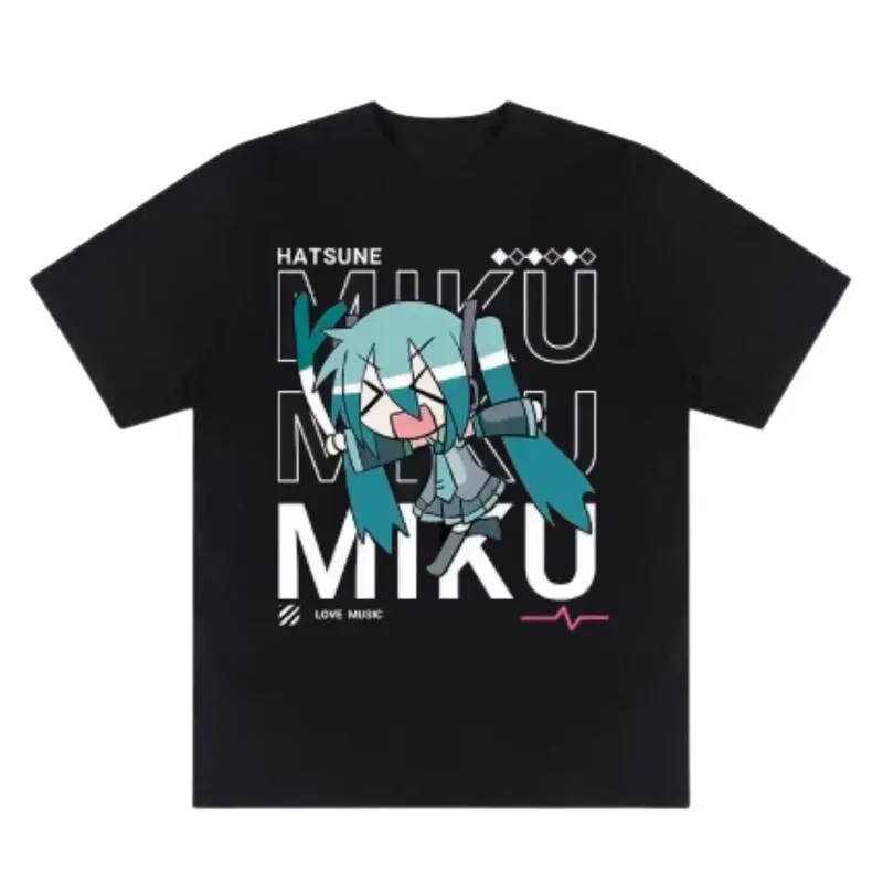 Hatsune Miku Graphic T-Shirt, Unisex Casual Loose Fit 100% Cotton Streetwear Tee, Breathable Short Sleeve Round Neck