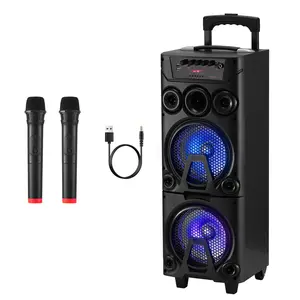 Dazone Bluetooth Speaker with Dual 10" Subwoofers, Karaoke Machine with DJ Sound Stereo Loud Bass, Colorful Party Lights, Remote, Mic, AC/12V Battery, FM, AUX, USB, HIFI DISCO, Ideal for Indoor/Outdoor Use