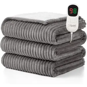Heated Blanket Electric Throw - 50"x60" Heating Blanket 1/2/4/6/8 Hours Auto-Off 10 Heat Levels Over-Heat Protection Soft Flannel Sherpa Heater ETL Certification