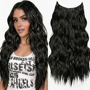 Plodon Hairpiece – 16/20/24 Inches – 5-Clip-in Long Wavy Extension – Soft, Skin-Friendly, Odorless – Natural-Blending Real Human Hair Topper