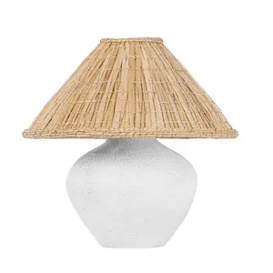 Solon Table Lamp with Unique Ceramic Base and Woven Grass Shade for Natural Texture and Style