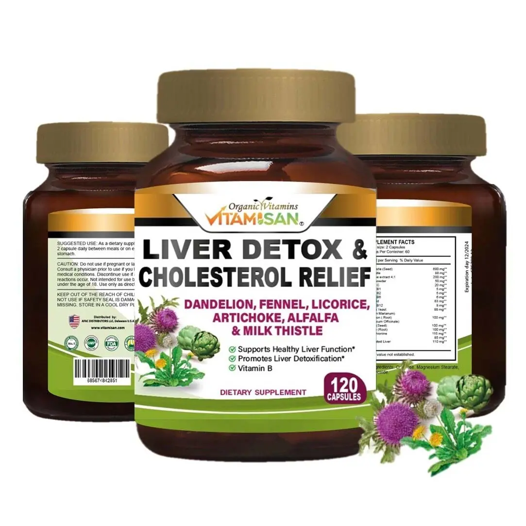 Liver Support Dietary Supplement Pills with Milk Thistle - Health Vitamin for Men & Women Liver Cleanse & Repair, 120 Count