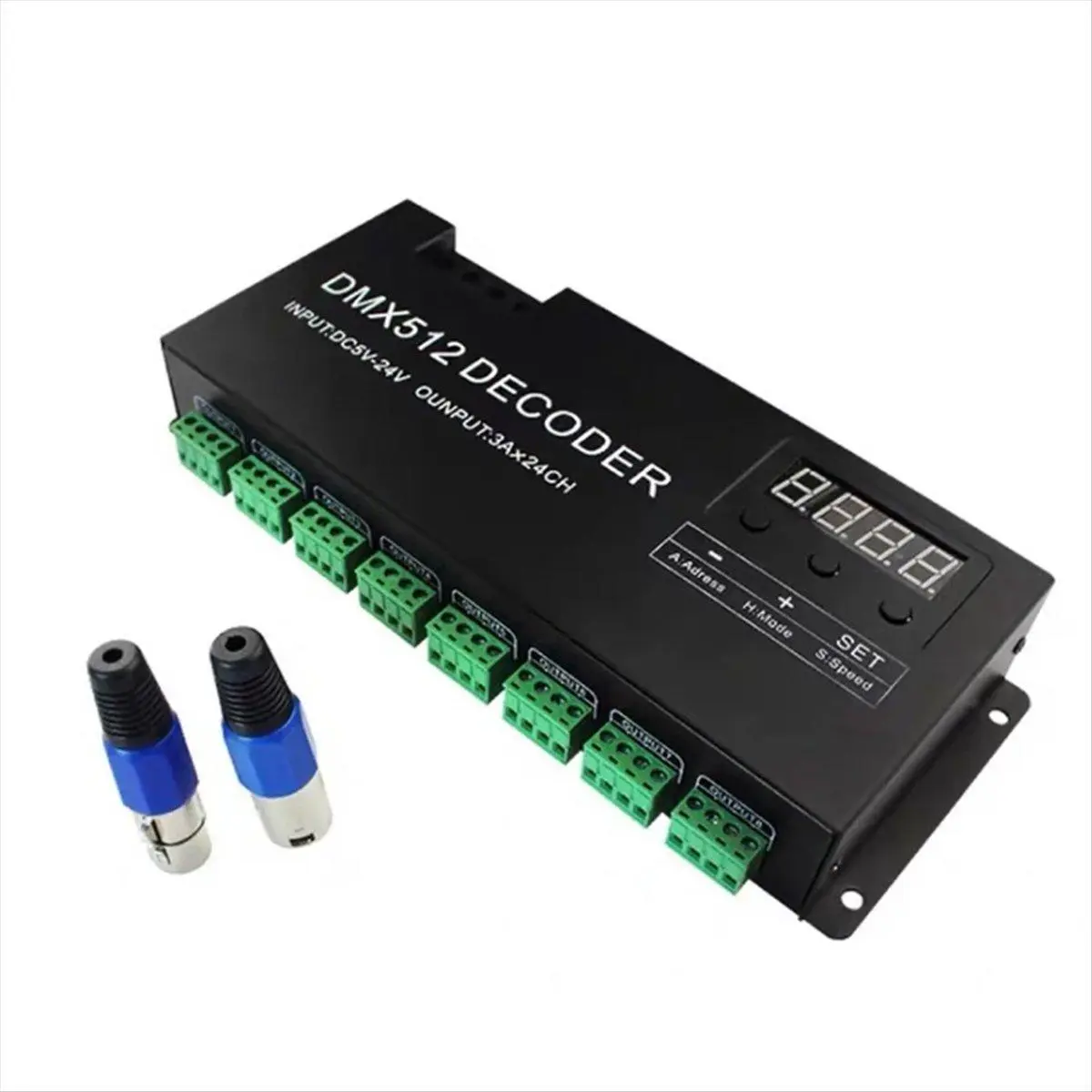 Digital 24CH RGB RGBW DMX512 Decoder, RGBW 512 Decoder DMX 512 Controller for LED Strip (A)