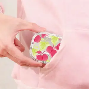 Pink Cherry & Grape Print Retainer Case, Cute Berry Orthodontic Aligner Holder, Portable Dustproof Case for Travel and Daily Dental Care