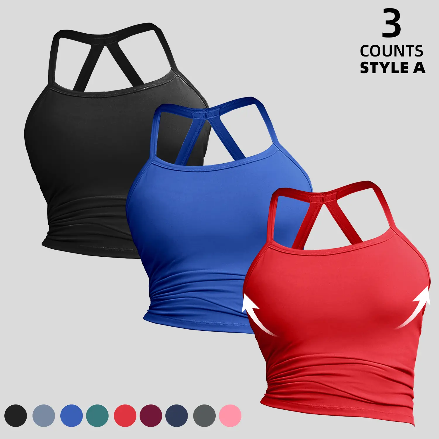 3 pcs - Style A-Black-Bright Red-Electric Blue