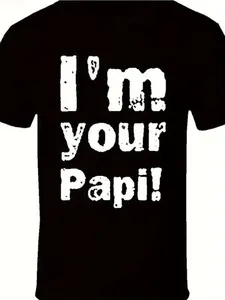 1pc Wonderful Eddi Guerrero Inspired "I'm Your Papi" Graphic T-Shirt - Black Unisex Cotton Tee with Slight Stretch, Crew Neck Casual Short Sleeve Top for Teens & Adults, All-Season Comfort, Plus Size Available, Casual Wear |   Playful Text Design |   Comf