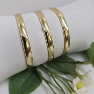# 0231 Elegant Gold-Tone Bangle Set - 3-Piece Stackable Bracelets for Women - Perfect for Everyday Wear and Special Occasions 6mm Gold Plated 14k