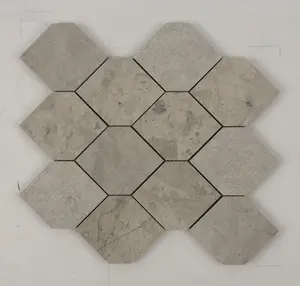 Thala Grey Stretch Hexagon Limestone Mosaic Tile
