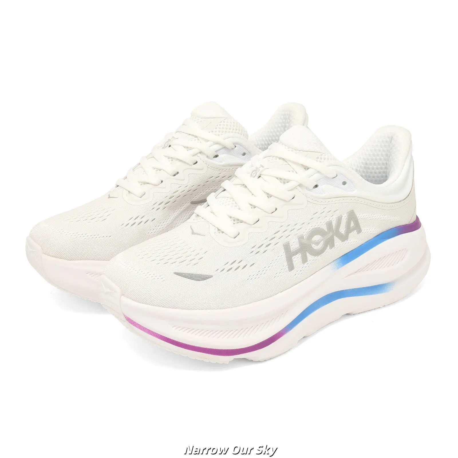 Brand New Original Box Unisex White Purple Blue Gradient Mesh Running Shoes Ultra Thick Cushion Non Slip Breathable Walking Gym Athletic Sneakers US Sizes 5-12