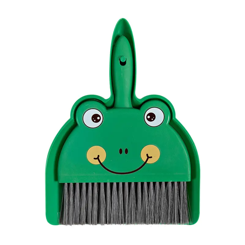 Cute Frog Mini Dustpan and Brush Set - Small Size Cartoon Broom for Desk Cleaning, Portable Desktop Sweeping Tool for Keyboard, Pet Hair Home Care Supplies
