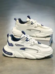 Men's Vintage Patchwork Colorblock clunky sneaker, Thick Sole Design, Breathable Mesh, Wear-Resistant Anti-Slip, Casual Running Sneakers for All Seasons