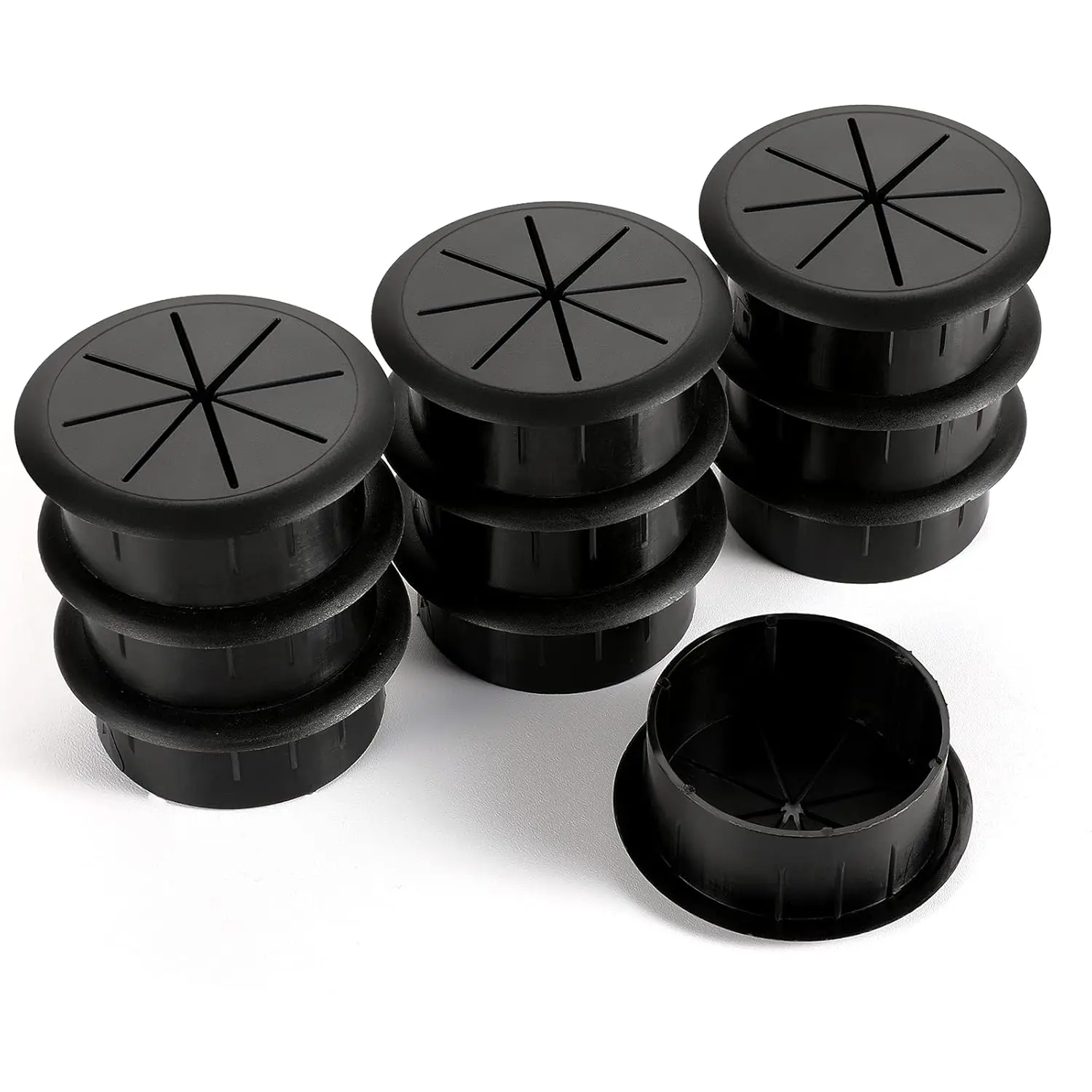 10 Pack Desk Grommet 2 Inch, Flexible Cable Management Grommets for Office Computer Desk Wire Organizer Black