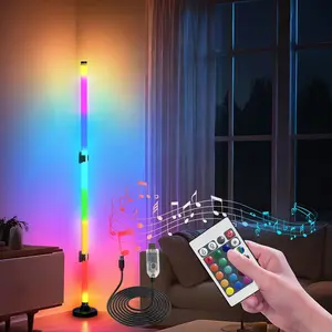 Rgbicw Corner Floor Lamp with Remote Control, USB Light Strip, Music Sync, 16m Colors, Ideal for Bedroom, Office, Birthday, Halloween, Christmas Decor