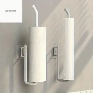 Under Cabinet Tissue Holder, Wall Mounted Tissue Rack with Hook, Space Saving Design Tissue Holder for Kitchen & Bathroom
