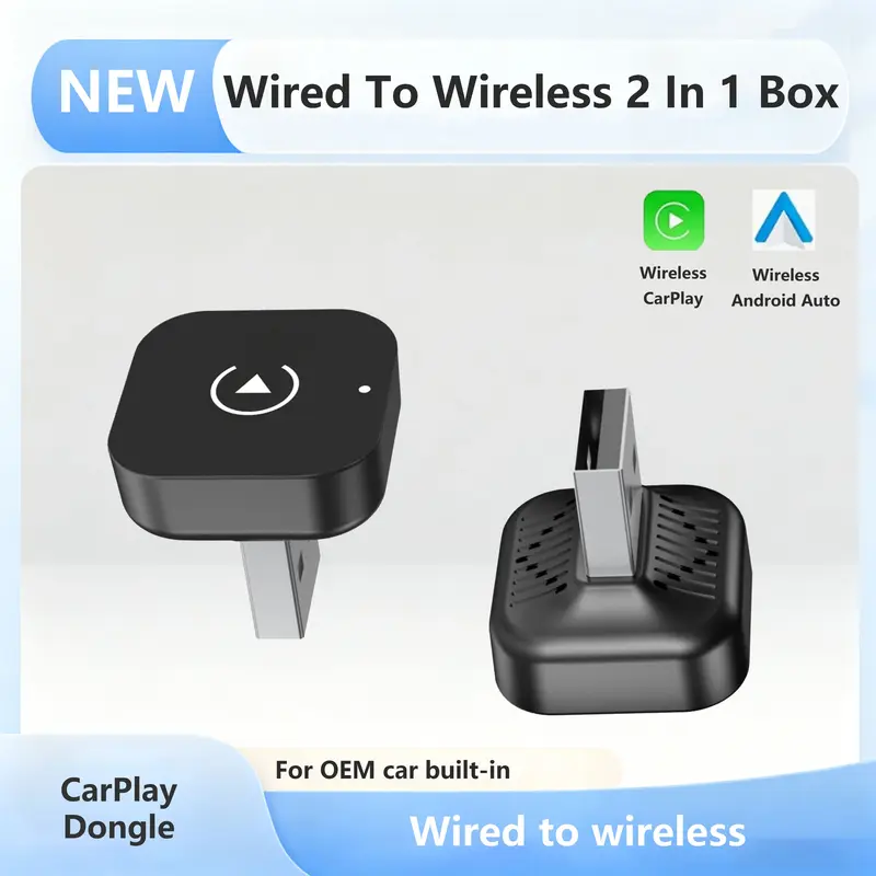 2026 New Upgrade Dual-Mode Wireless Carplay & Android Auto Adapter, Plug-And-Play, Fast Automatic Connection, Compact Design, USB/USB-C Ports ()