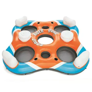 101 Inch Rapid Rider 4 Person Floating Island Raft w/ Coolers