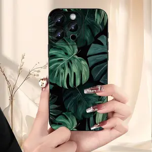 A Tropical Atmosphere Filled Monstera Leaf Pattern Dark Green Leaves TPU Shockproof Full Protection Case for iPhone 17/16/15/14/13/12/11 Pro Max Plus Air E XS and Pro Max Mini, Ideal Gift for Friends and Family, MS2415
