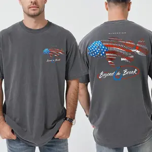 2Sides Southern Shirt Shack Patriotic Blackfish Fishing Tee, Cotton Graphic Top, Vintage Unisex Summer Outfit, Menswear Style for 4th of July Fishing Enthusiasts