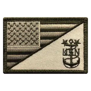 American USA Flag Navy Anchor Hook Fastener Patch [3.0 X 2.0 - MTN5]