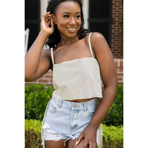 GIRLY GIRL RHINESTONE TOP - SILVER *Final Sale*